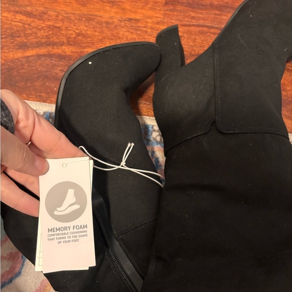 Black Knee-High Women's Boots NWT A New Day Block Heel Faux Suede - Picture 5 of 7